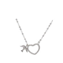 Load image into Gallery viewer, STERLING SILVER CUBIC ZIRCONIA DOVE HEART PENDANT