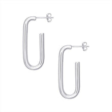 Load image into Gallery viewer, STERLING SILVER DROP HOOP EARRINGS