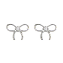 Load image into Gallery viewer, STERLING SILVER CZ BOW EARRINGS