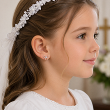 Load image into Gallery viewer, STERLING SILVER CZ BOW EARRINGS