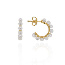 Load image into Gallery viewer, 9CT GOLD CULTURED PEARL HOOP EARRINGS