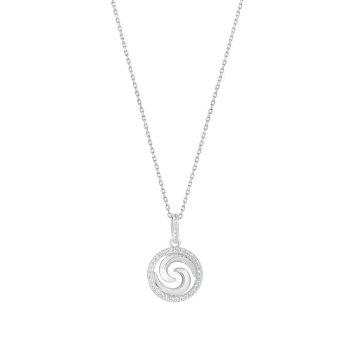 STERLING SILVER SWIRLED CUBIC ZIRCONIA PENDANT