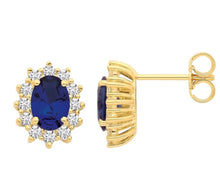 Load image into Gallery viewer, 9CT SAPPHIRE CZ CLUSTER EARRINGS