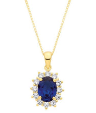 Load image into Gallery viewer, 9CT SAPPHIRE &amp; CZ CLUSTER PENDANT