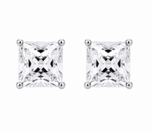 Load image into Gallery viewer, STERLING SILVER 8MM SQUARE CUBIC ZIRCONIA STUD EARRINGS