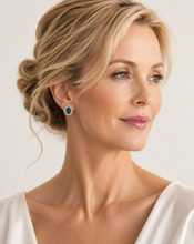 Load image into Gallery viewer, STATEMENT STERLING SILVER EMERALD CUBIC ZIRCONIA EARRINGS