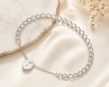 Load image into Gallery viewer, STERLING SILVER LOVE HEART PADLOCK CHARM BRACELET