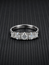 Load image into Gallery viewer, STERLING SILVER 5 STONE CUBIC ZIRCONIA RING