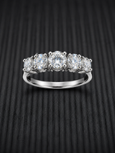 Load image into Gallery viewer, STERLING SILVER 5 STONE CUBIC ZIRCONIA RING