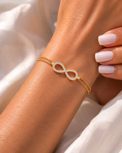 Load image into Gallery viewer, GOLD PLATED STERLING SILVER INFINITY BEACELET