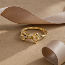 Load image into Gallery viewer, HANDMADE 9CT YELLOW GOLD BOW RING