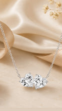 Load image into Gallery viewer, STERLING SILVER CUBIC ZIRCONIA DOUBLE HEART NECKLACE
