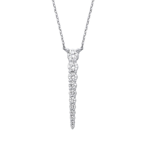 STERLING SILVER GRADUATED CUBIC ZIRCONIA NECKLACE PENDANT