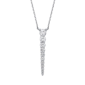 STERLING SILVER GRADUATED CUBIC ZIRCONIA NECKLACE PENDANT