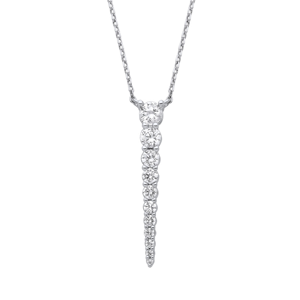 STERLING SILVER GRADUATED CUBIC ZIRCONIA NECKLACE PENDANT