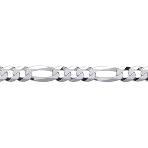 UNISEX STERLING SILVER DIAMOND CUT FIGARO CHAIN NECKLACE 8MM