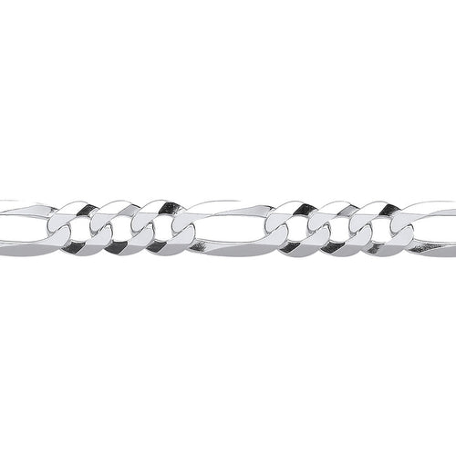 UNISEX STERLING SILVER DIAMOND CUT FIGARO CHAIN NECKLACE 8MM