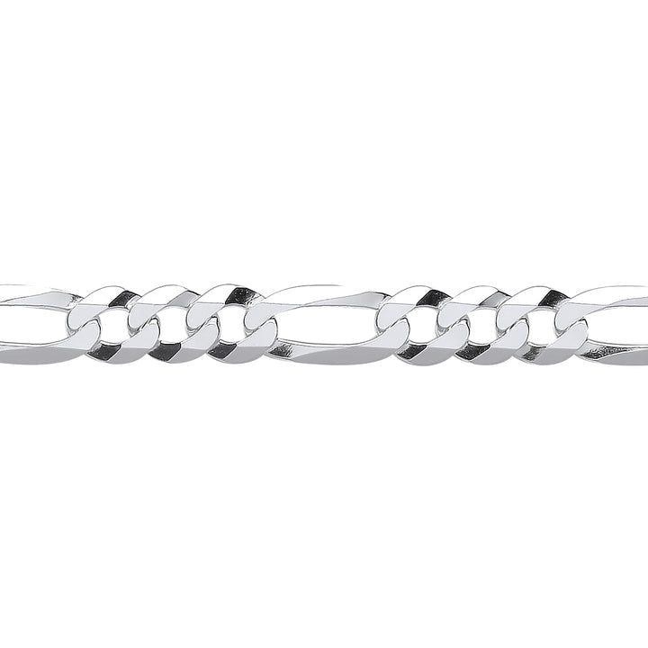 UNISEX STERLING SILVER DIAMOND CUT FIGARO CHAIN NECKLACE 8MM, 24 INCHES LONG