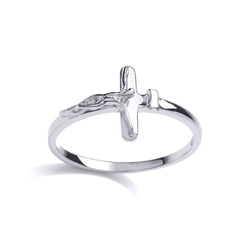STERLING SILVER RHODIUM PLATED CRUCIFEX CROSS RING