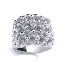 Load image into Gallery viewer, MENS STERLING SILVER ROPE EDGE 4 ROW RING