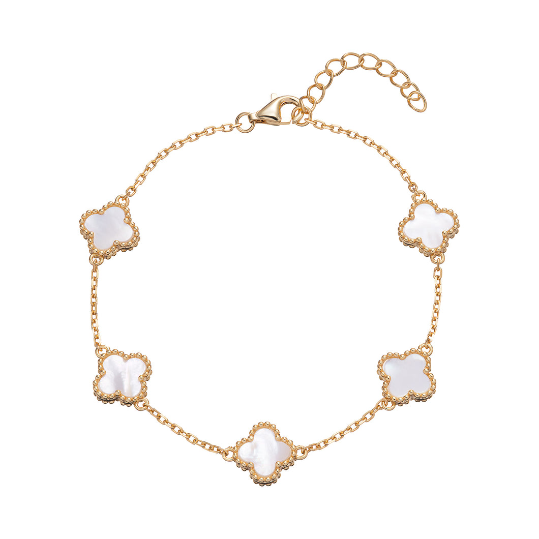 STERLING SILVER GOLD PLATED MOTHER OF PEARL BRACELET