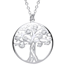 Load image into Gallery viewer, STERLING SILVER CUBIC ZIRCONIA TREE OF LIFE NECKLACE