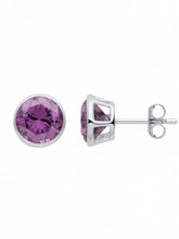 Load image into Gallery viewer, STERLING SILVER BIRTHSTONE STUD EARRINGS