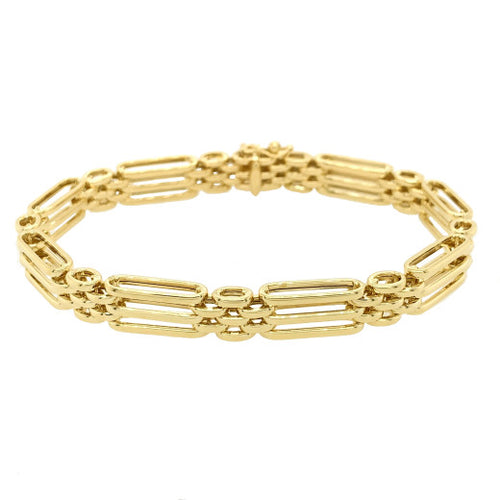 9CT YELLOW GOLD THREE BAR GATE BRACELET