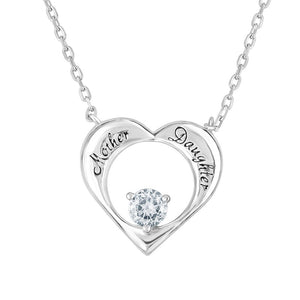 STERLING SILVER MOTHER DAUGHTER HEART NECKLACE
