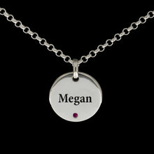 Load image into Gallery viewer, STERLING SILVER PERSONALISED BIRTHSTONE DISC NECKLACE