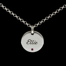Load image into Gallery viewer, STERLING SILVER PERSONALISED BIRTHSTONE DISC NECKLACE
