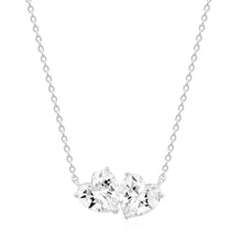 Load image into Gallery viewer, STERLING SILVER CUBIC ZIRCONIA DOUBLE HEART NECKLACE