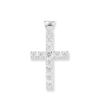 Load image into Gallery viewer, STERLING SILVER CUBIC ZIRCONIA CROSS NECKLACE
