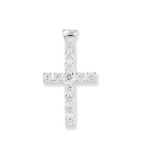 STERLING SILVER CUBIC ZIRCONIA CROSS NECKLACE
