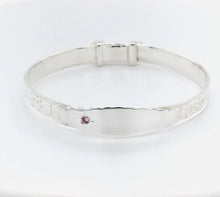 Load image into Gallery viewer, STERLING SILVER PERSONALISED STONE SET BABY BANGLE