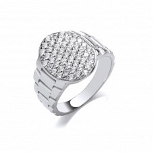 BOYS STERLING SILVER STONE SET CUBIC ZIRCONIA RING