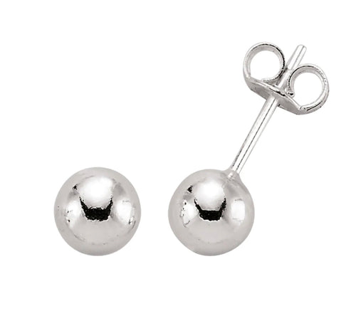 STERLING SILVER 6MM BALL STUD EARRINGS