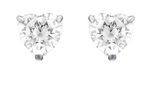 STERLING SILVER 4MM CUBIC ZIRCONIA HEART EARRINGS