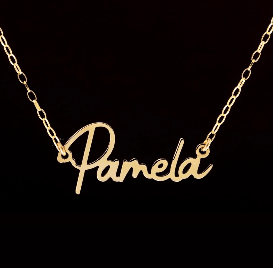 9CT GOLD SIGNATURE STYLE NAME NECKLACE