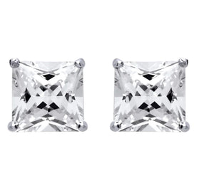 STERLING SILVER 8MM SQUARE CUBIC ZIRCONIA STUD EARRINGS