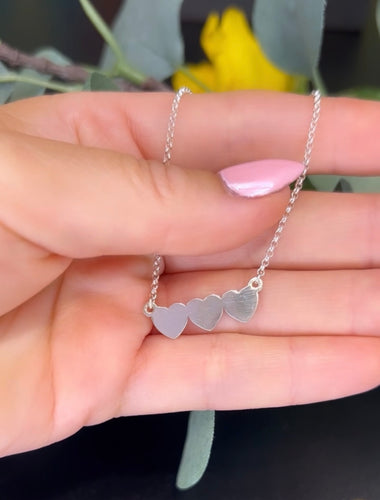 STERLING SILVER TRIPLE HEART NECKLACE