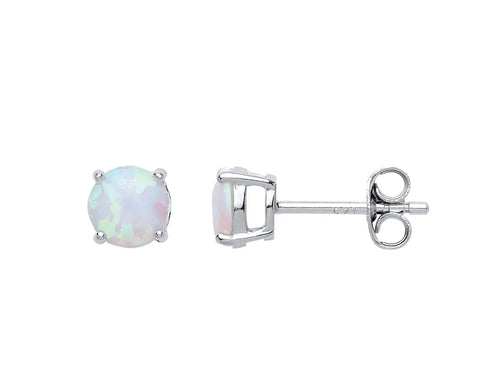 STERLING SILVER OPAL CLAW SET STUD EARRINGS