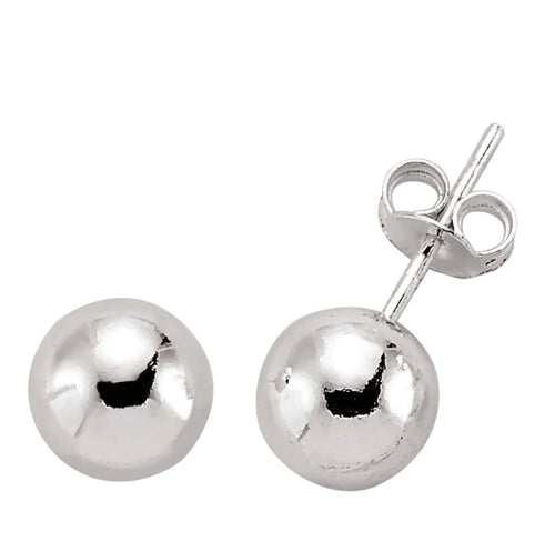 STERLING SILVER 8MM BALL STUD EARRINGS