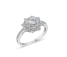 Load image into Gallery viewer, STERLING SILVER CUBIC ZIRCONIA TWO TIER CLUSTER RING