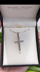 STERLING SILVER POLISHED CROSS PENDANT NECKLACE