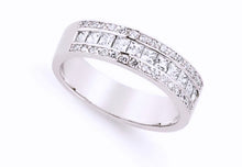 Load image into Gallery viewer, STERLING SILVER PRINCESS CUT 3 ROW CHANNEL SET RING