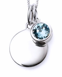 STERLING SILVER BIRTHSTONE DISC NECKLACE