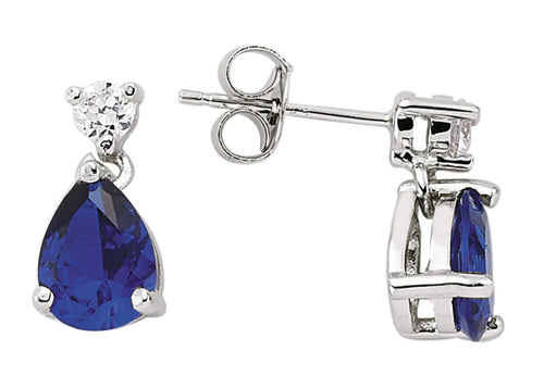 STERLING SILVER SAPPHIRE PEAR CUTDROP EARRINGS