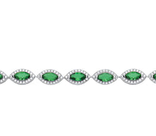 Load image into Gallery viewer, MARQUISE CUT EMERALD &amp; CUBIC ZIRCONIA BRACELET