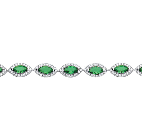 MARQUISE CUT EMERALD & CUBIC ZIRCONIA BRACELET